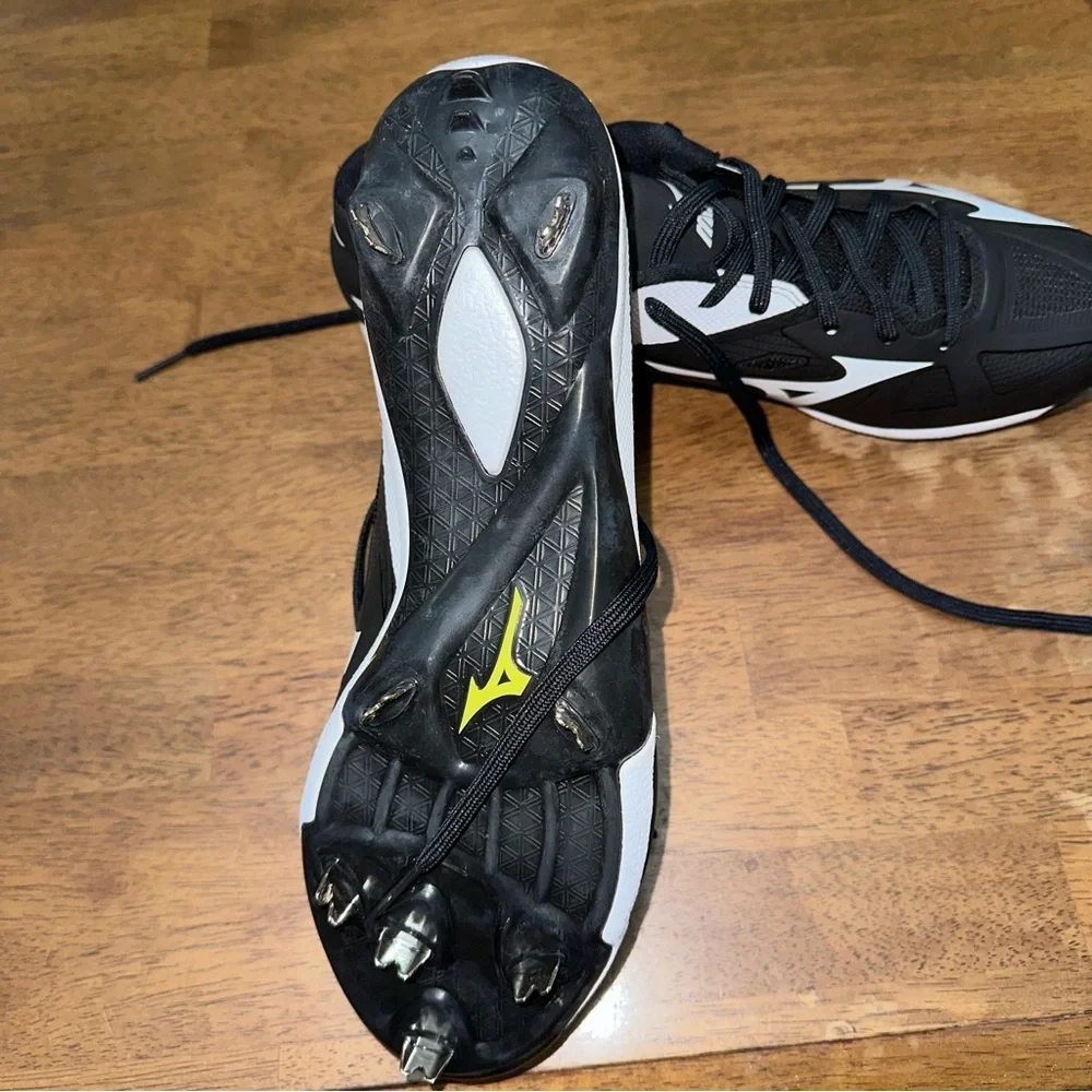 Mizuno Baseball Cleats Mens 11.5 Black Excellent Metal Spikes 11GM158190 - Picture 4 of 10